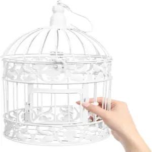 웨딩 데코 새장 화이트 메탈 빈티지 유럽식 장식 12.59x5.51x5.51 인치