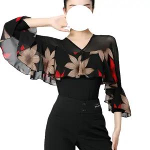 라틴댄스 라인댄스복 댄스 브이넥 여성 상의 라인 댄스복