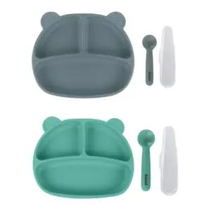 베베락 유아 이유식기 흡착 실리콘 식판 세트 2개 BNA