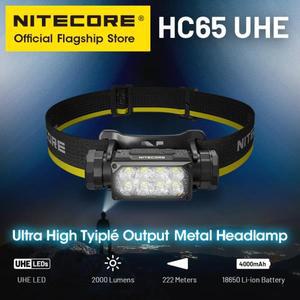 NITECORE HC65 UHE LED 헤드램프, 2000 루멘 USB-C 충전식 8 코어 헤드라이트 듀얼 빔, 4000mAh 18650 리튬