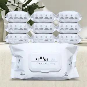 물티슈 100매 10팩 여행용 미니 아기휴대용 소형 콧물 대용량 20 휴대용 차량용 신생아 두꺼운 도톰한 샤워