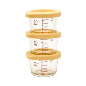 이유식 스팀홀 내열유리용기 원형 130ml 3조세트그릇 식기 밀폐