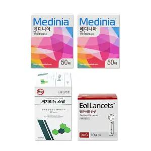 메디니아 혈당시험지 50매 x2게 + FA 이올란셋30G 100개입 + 삼현써지리뉴스왑 100매입