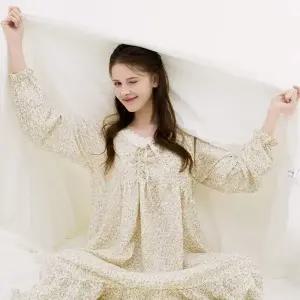 코튼라이크 아델 긴팔 잠옷 원피스