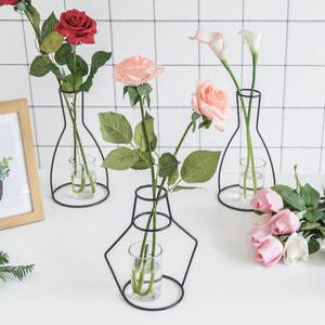 홈데코 BEST 특가 와이어 철제 투명 화병 미니 조화 꽃병