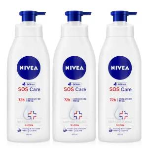 니베아 SOS 케어 바디로션 400ml 3개 고보습 총용량 1200ml