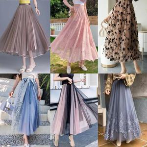 새로본(봄상품)422빅사이즈 레이스쉬폰 여름스커트  울니트 나염무지여성여자