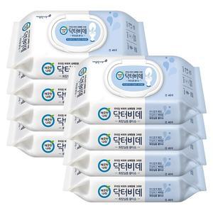 깨끗한나라 닥터비데 도톰한 화장실 비데 티슈 대용량 두꺼운 물티슈 캡형 46매 8팩