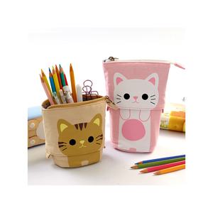 휴대하기 좋은 세울 수 있는 귀여운 고양이 파우치 필통