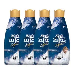 [유통기한 임박] 피죤 고농축 시그니처 섬유유연제 용기 아이스플라워, 1L, 4개
