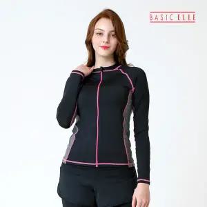 베이직엘르 여성인 배색라인 집업 래쉬가드 BEL-T231K