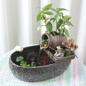 물레방아 미니분수대화분(MG-01) 집들이화분 (장식품 포함)