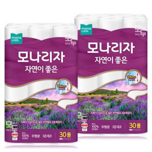 모나리자 자연이좋은 3겹 30M 30롤x2팩 /두루마리 휴지