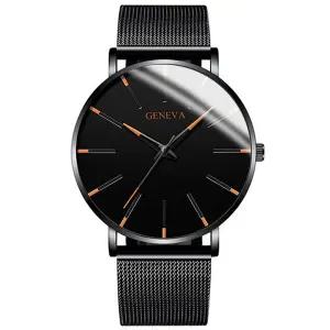 제네바 메탈 가죽 비즈니스 남성 남자 바늘 아날로그 패션 손목 시계