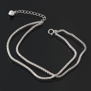 [미니아트]여성용 순은 92.5 실버 데일리 레이어드 실크 두줄 체인 팔찌