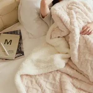 [르랑] 노르딕 양털 담요 아이보리특대형-블랭킷 이불 극세사 밍크캠핑러그쇼파겨울BB04A12 블랑캣