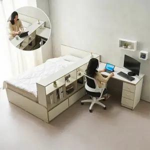 라미 파티션 책상형 서랍수납 수퍼싱글 SS 침대 프레임 책상형1500 국내제작상품