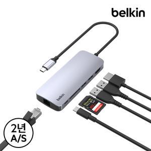 [벨킨] 6in1 C타입 멀티 허브 Pro 이더넷 HDMI 2.0 4K 60Hz 100W AVC008fq 맥북 M4 윈도우 노트북 아이패드 호환