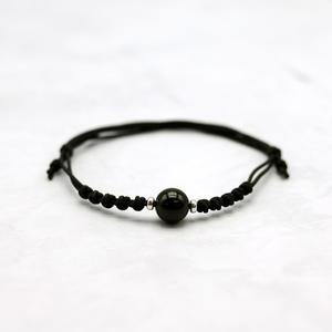 오닉스 흑요석 유색보석 매듭 레이어드 패션팔찌