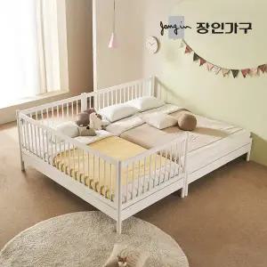 [장인가구]뉴피터 SE0 어린이 원목 저상형 데이베드 패밀리형 침대 SS+Q +본넬유로탑 범퍼포함
