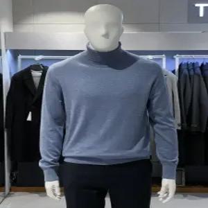 [트루젠]남성 캐시미어 라이트블루 풀터틀넥 기본핏 니트 티셔츠 비지니스 폴라니트