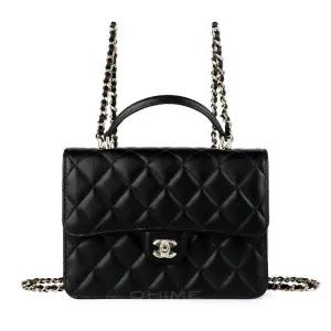 (당일출고)(선물포장)  백팩 탑핸들 클래식 미니 램스킨 블랙+골드