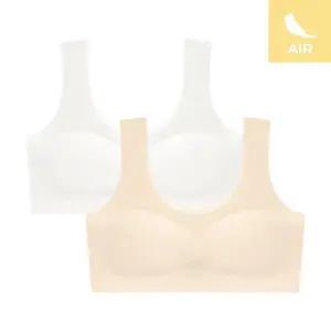[수아팜] [몰드부착형] 주니어 1단계 에어 실크 심리스 브라 2매_아이보리,스킨