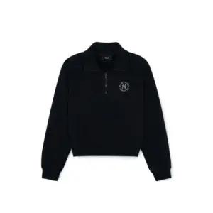 긴팔티 JQT 3FMTB0344-50BKS 베이직 원형로고 크롭 반집업 맨투맨