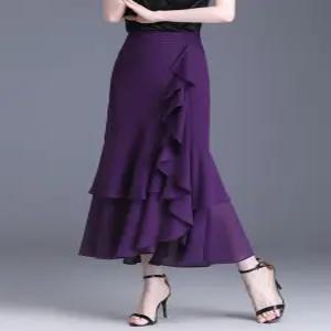 라인댄스 의상 쉬폰 데일리룩 왈츠 롱스커트 치마 여성