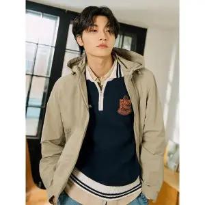 [빈폴]와펜 포인트 하프집업 니트 - 네이비 (BC5251C08R)