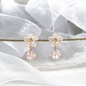 [리즈타라]14k 플라워 글리터 큐빅 귀걸이 [주문제작]