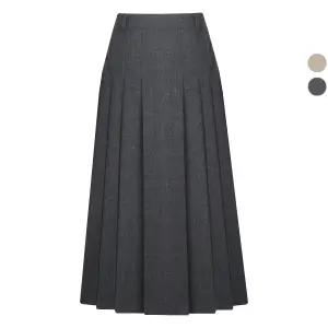 여성 헤링본 겨울 주름 울스커트