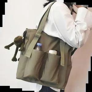 숄더크로스백 여자 대학생 캠퍼스 룩 노트북 포켓 숄더 크로스 백