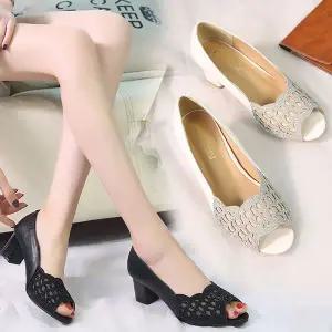 망사 토오픈 펌프스 여성 정장 구두 W67648C