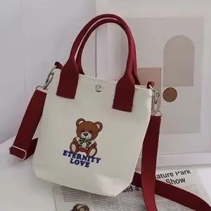 여성 캐릭터 토트백 캔버스 미니 메신저 크로스백 2색