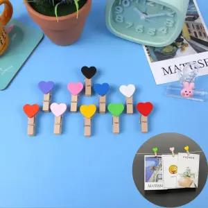 하트모양 미니 사진 인테리어 나무 메모 집게 10P 하 하트집게 나무집게