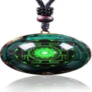 데이 업 오르고나이트 펜던트 말라카이트 그린 크리스탈 오르고네 목걸이 레이키 스피릿 힐링 에너지