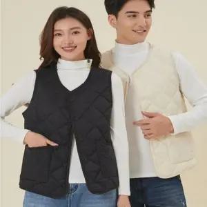 G48 패딩 경량 다운 베스트 발열 누빔 플리스 겨울 방한 스트링 남녀 이너 조끼 점퍼