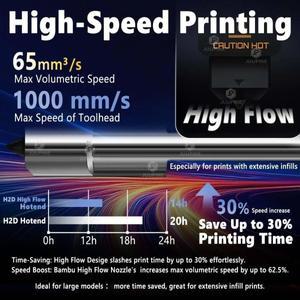 호환 밤부랩 H2D/H2S P2S 핫엔드용 고유량 0.4MM   출력 업그레이드 퀵 스왑 노즐 어셈블리
