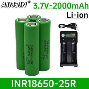 원격 제어 내구성 배터리 + 충전기용 3.7V 2000mAh INR18650-25R 리튬 이온
