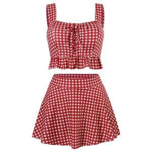 빅사이즈 비키니 투사이즈 하이웨스트 체크 수영복 여성용