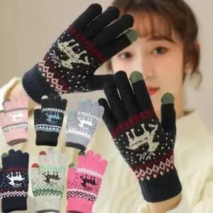 스마트폰터치 겨울 겨울장갑 손가락 니트 털장갑 사슴 장갑 사슴 겨울 겨울 털 니트 패션 손가락 장갑