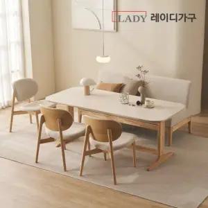 [3만원상품권]엘린 패밀리 원목 세라믹식탁 6인 세트 원목소파벤치의자형