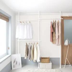 L11403 모노 기둥식 행거 25파이 3단옷장 식행거 자취 드레스룸 정리 옷방 스탠드