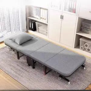 프리미엄 이동식 침대 고탄성 스펀지 테크 패브릭 70cm 접이식 폴딩 베드 바퀴달린침대