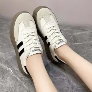 여성 여자 캔버스화 귀여운 운동화 통굽 배색 포인트