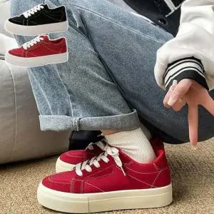 여성 빈티지 무드 스트릿룩 스티치 레트로 스니커즈