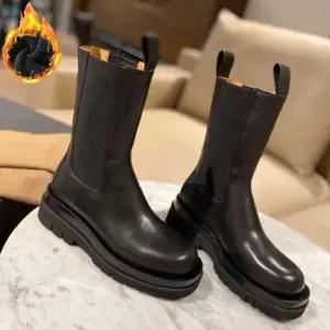 여성 기모안감 캐주얼 통굽 패션 털 첼시부츠