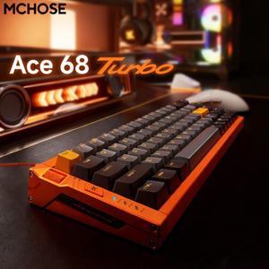 주니식 MCHOSE Ace68 터보 마그네틱 스위치 키보드 16k 알루미늄 합금 0.001mm E-스포츠 인체공학적 저지연