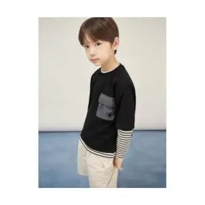 매장정품 빈폴 BEANPOLE KIDS 스트라이프 레이어드 반팔  긴팔 2PCS 상상세트 블랙 (BI5741U025) BI5741U0
